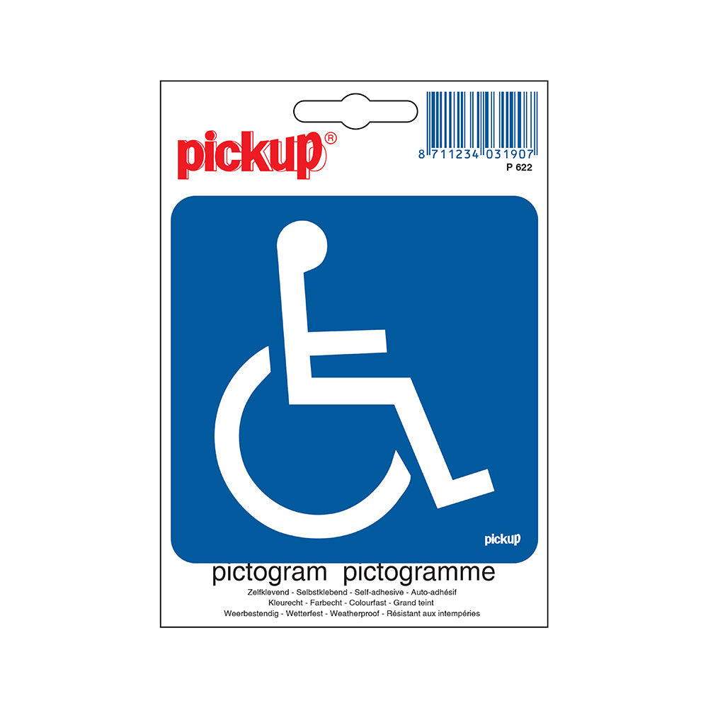 Pictogram 100x100 mm - Toegankelijk voor rolstoel - P622 - EAN 8711234031907 - zelfklevende vinyl sticker 