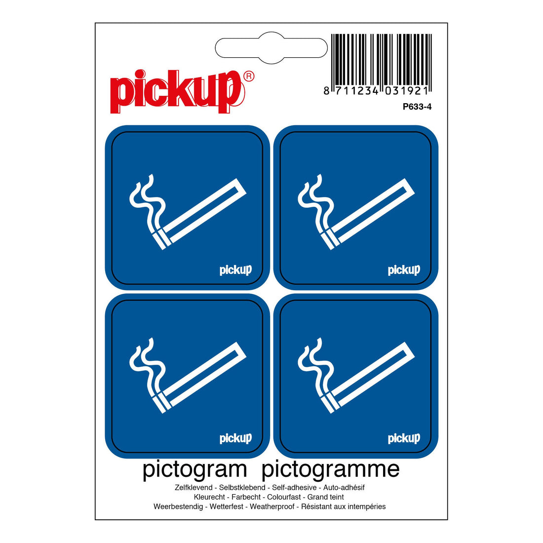 Mini Picto Pictogram 47x47 mm - Roken toegestaan - P633-4 - EAN 8711234031921 - zelfklevende vinyl sticker 