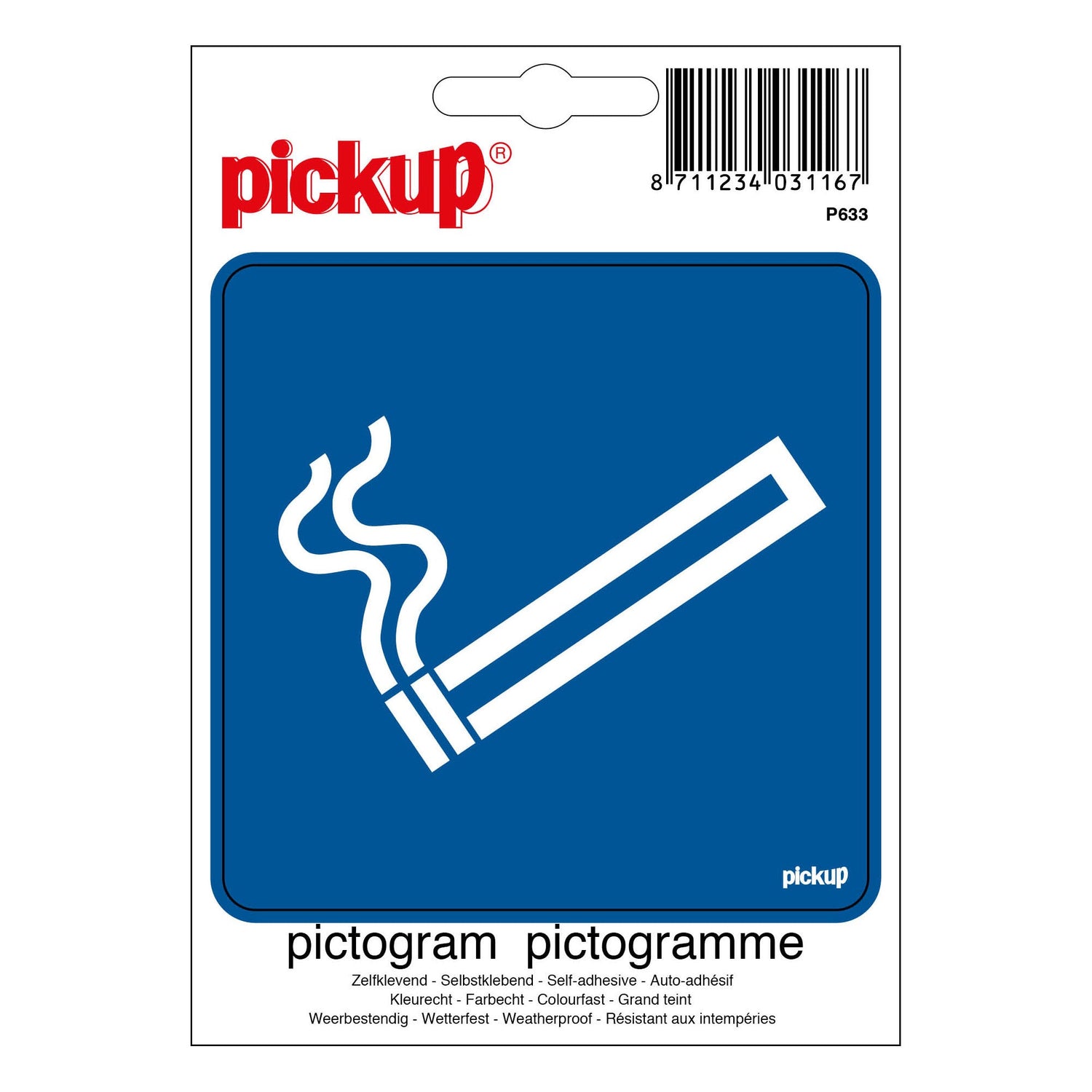 Pictogram 100x100 mm - Roken toegestaan - P633 - EAN 8711234031167 - zelfklevende vinyl sticker 