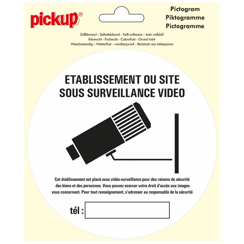 Pictogram rond 15cm sous surveillance P672-15 EAN 8711234376770 150 mm