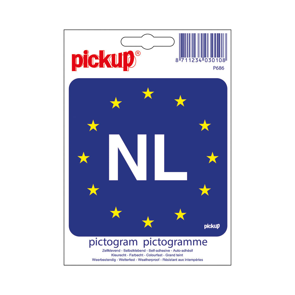 Pictogram 100x100 mm - Europese vlag met NL - P686 - EAN 8711234030108 - zelfklevende vinyl sticker 