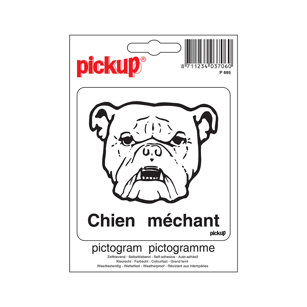 Pictogram 100x100 mm - Chien méchant - P695 - EAN 8711234037060 - zelfklevende vinyl sticker 