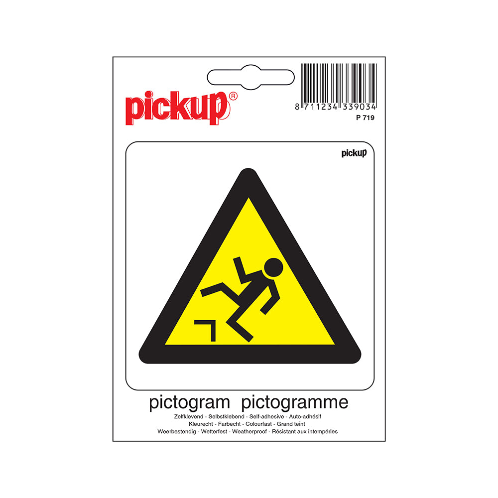 Pictogram 100x100 mm - Gevaarlijk hoogteverschil - P719 - EAN 8711234339034 - zelfklevende vinyl sticker 