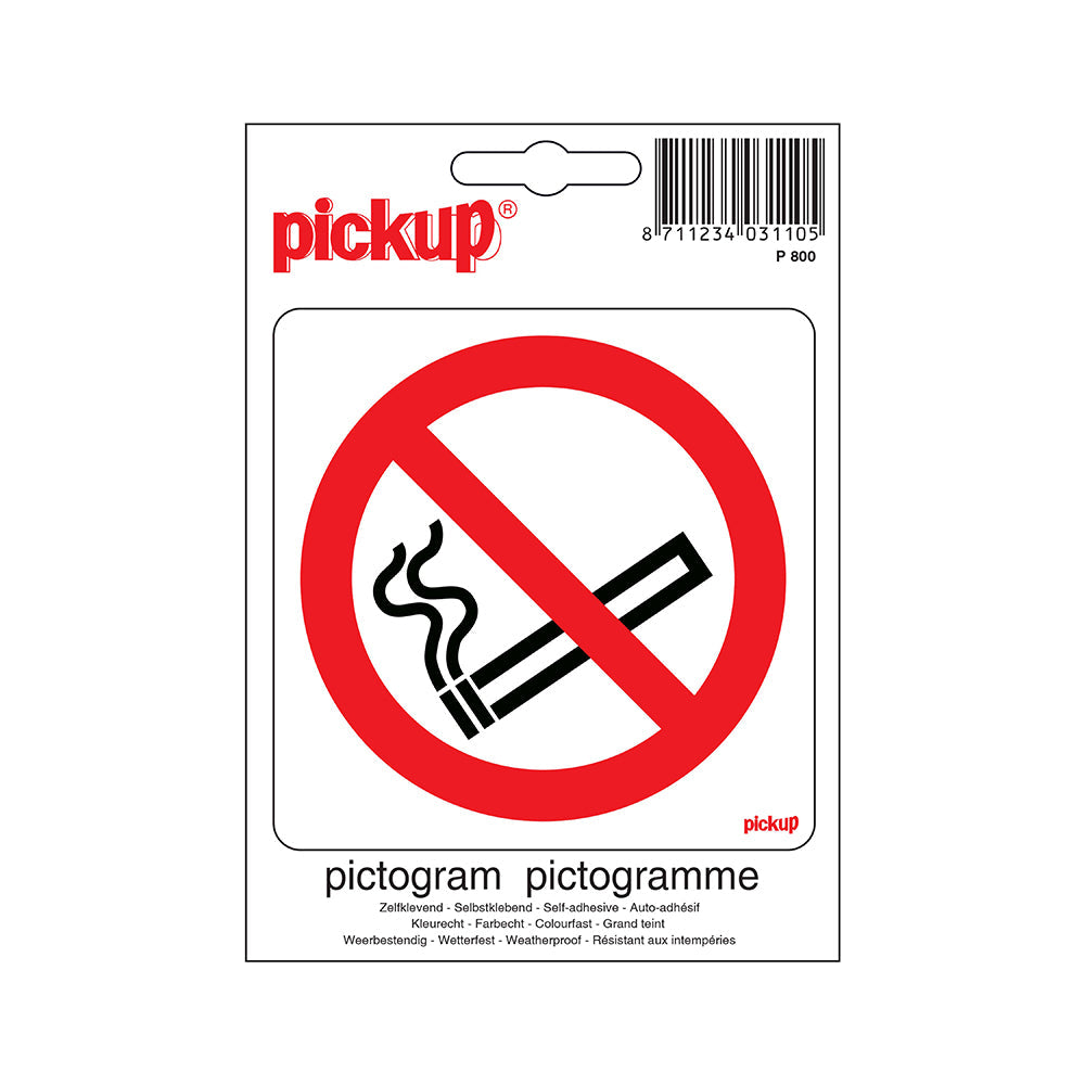 Pictogram 100x100 mm - Verboden te roken - P800 - EAN 8711234031105 - zelfklevende vinyl sticker 