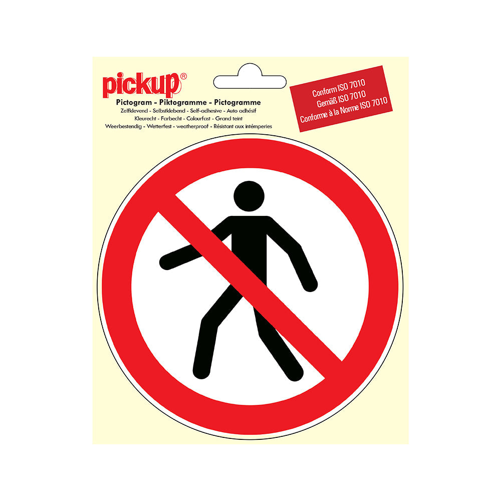 Pictogram rond 150 mm - Verboden voor voetgangers - P806-15 - EAN 8711234039088 - zelfklevende vinyl sticker 