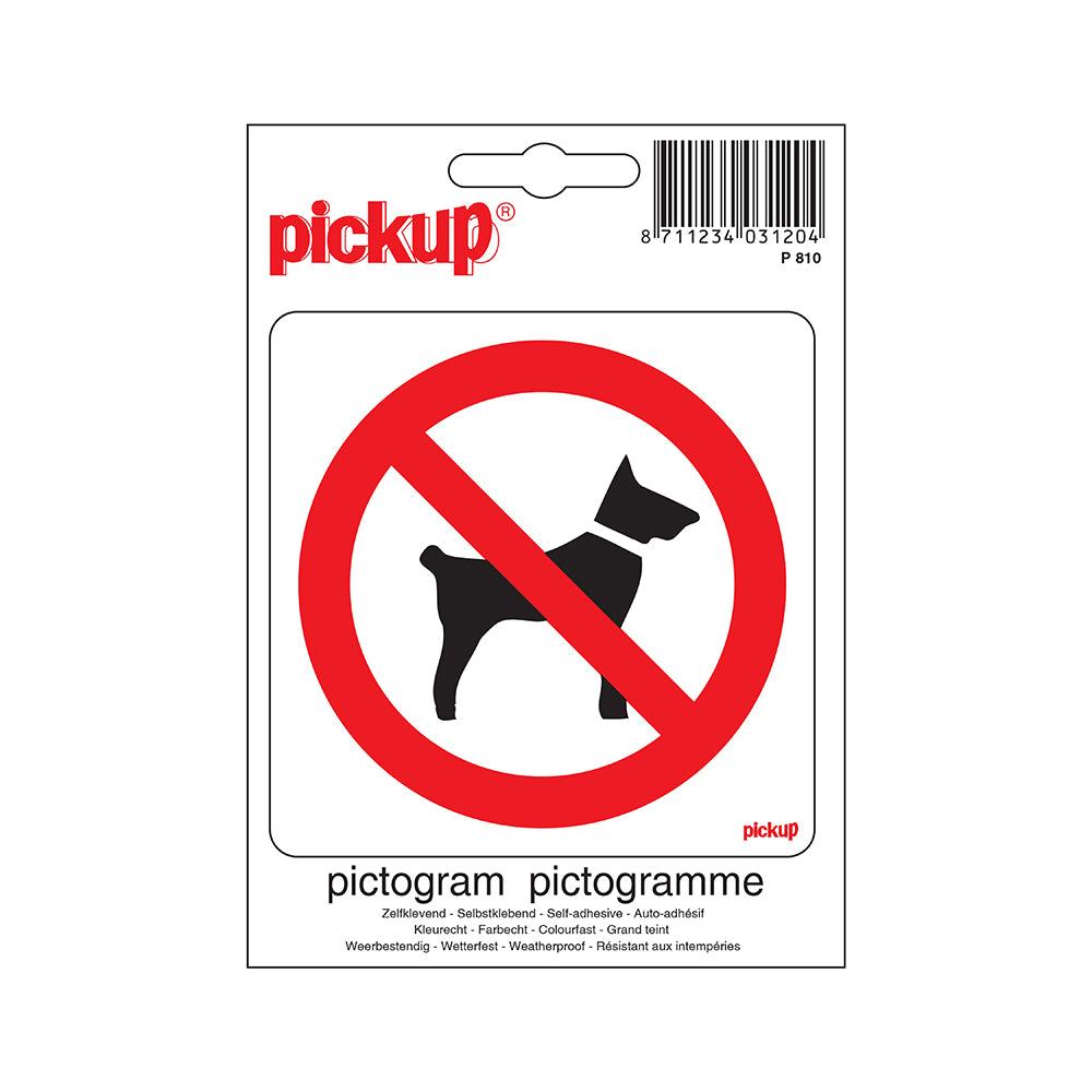 Pictogram 100x100 mm - Verboden voor honden - P810 - EAN 8711234031204 - zelfklevende vinyl sticker 