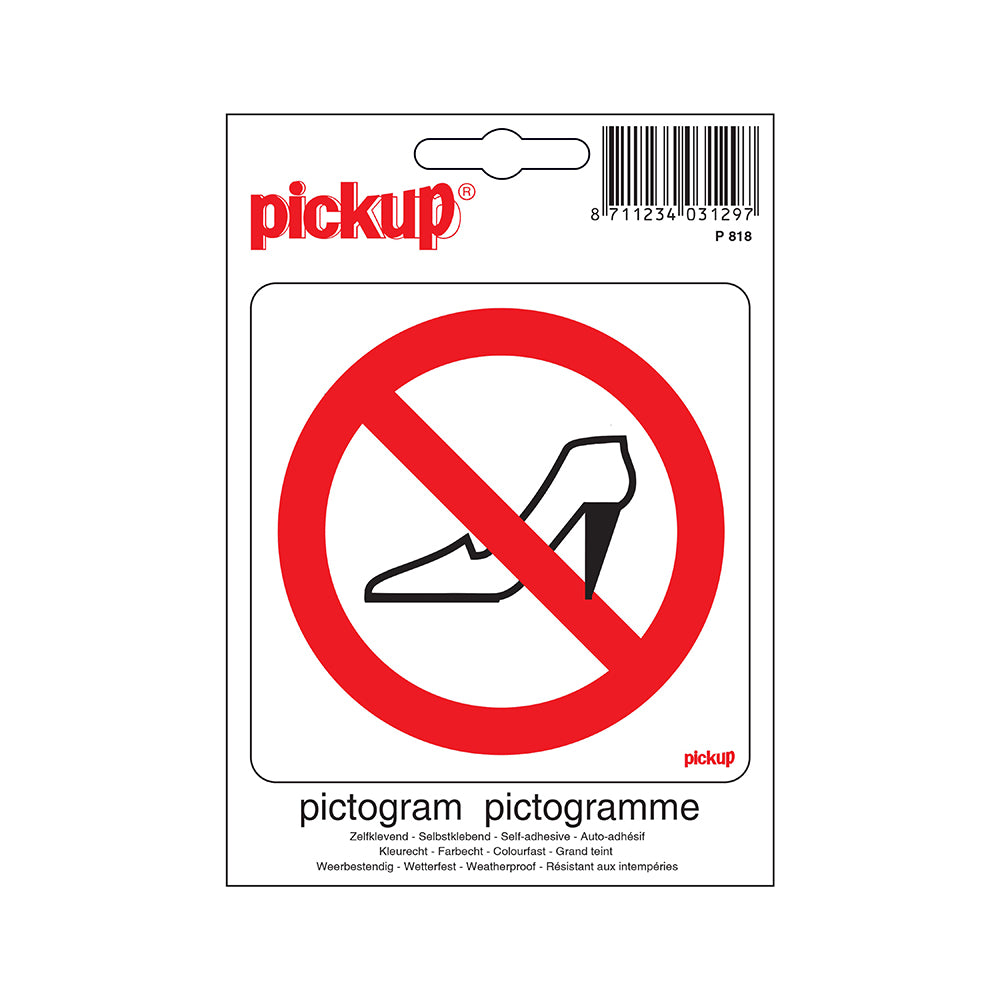 Pictogram 100x100 mm - Verboden voor naaldhakken - P818 - EAN 8711234031297 - zelfklevende vinyl sticker 