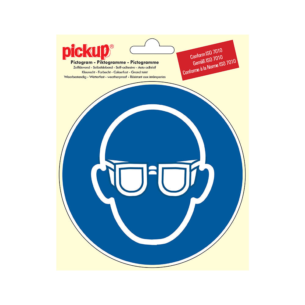 Pictogram rond 150 mm - Oogbescherming dragen - P900-15 - EAN 8711234038852 - zelfklevende vinyl sticker 