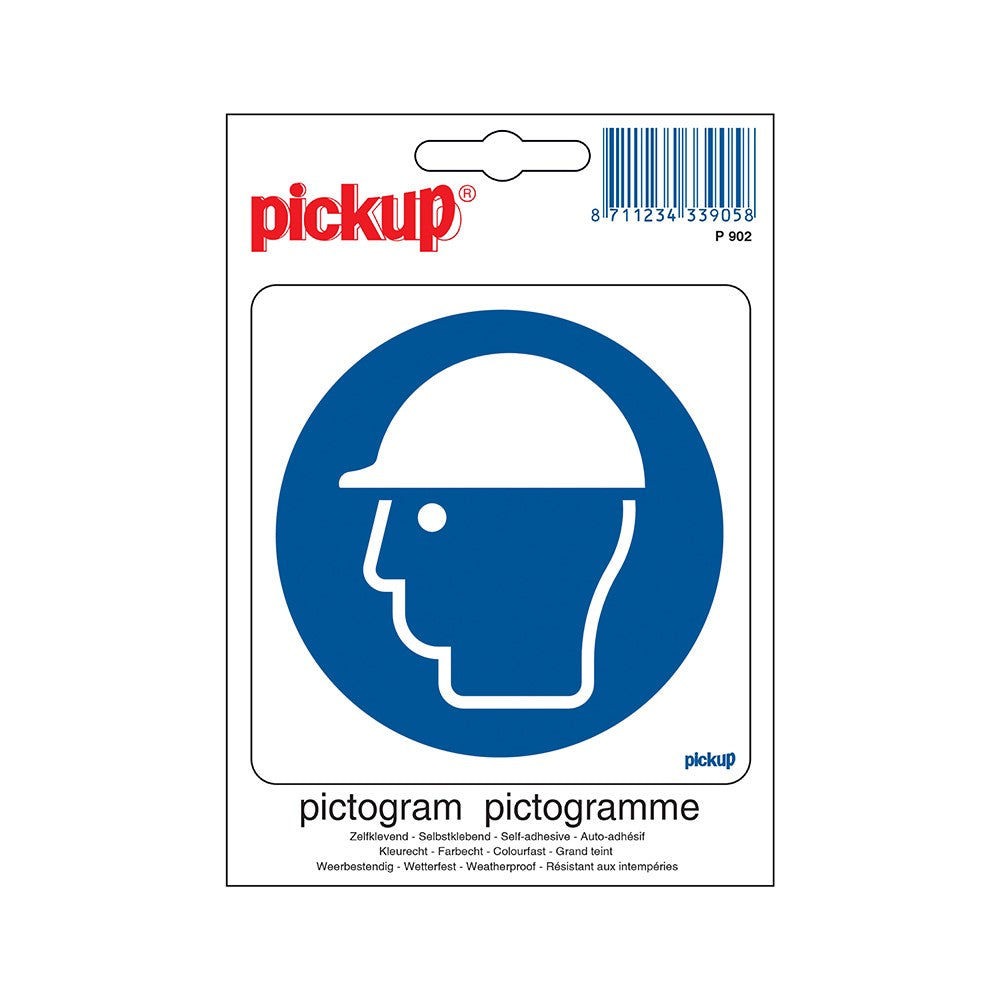 Pictogram 100x100 mm - Veiligheidshelm dragen - P902 - EAN 8711234339058 - zelfklevende vinyl sticker 