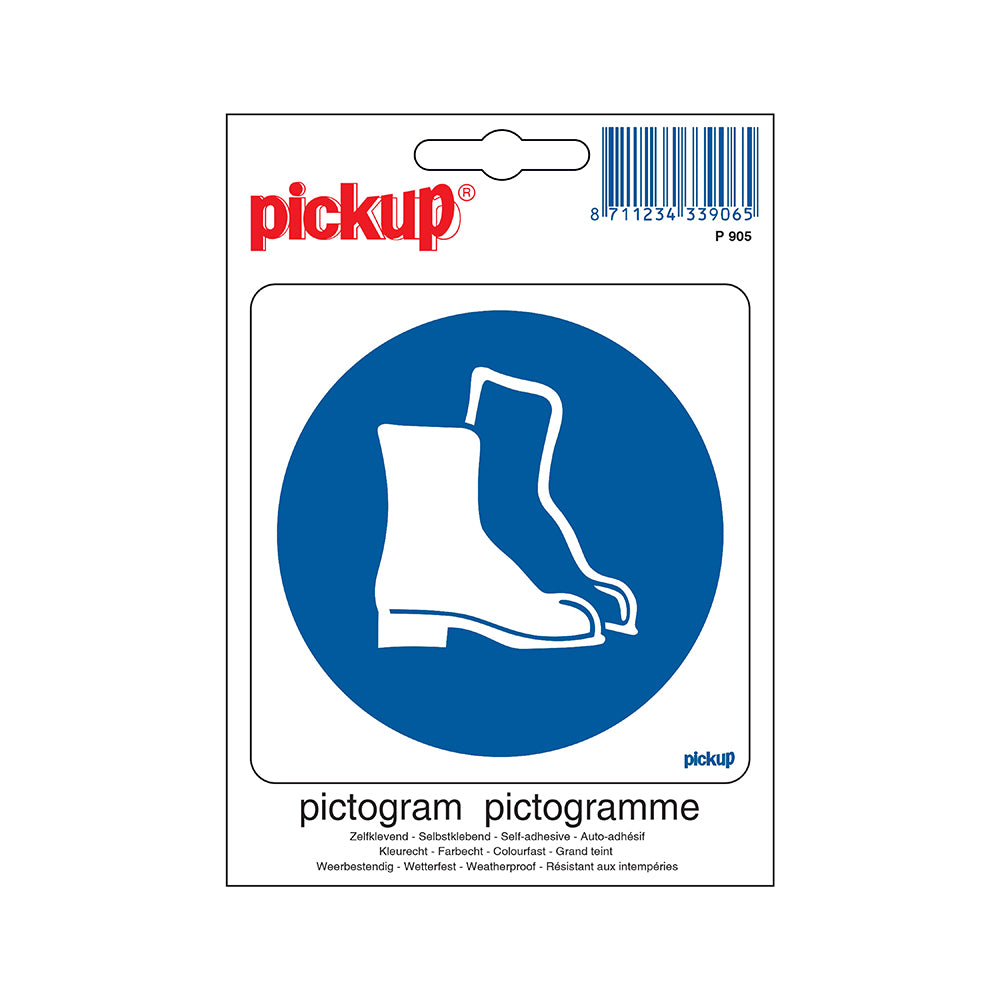 Pictogram 100x100 mm - Veiligheidsschoenen dragen - P905 - EAN 8711234339065 - zelfklevende vinyl sticker 