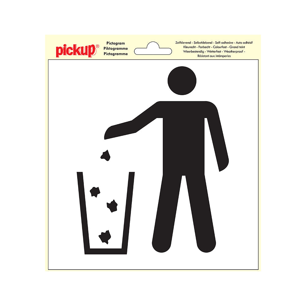 Pictogram 200x200 mm - Afval in de bakken - P909-20 - EAN 8711234031389 - zelfklevende vinyl sticker 