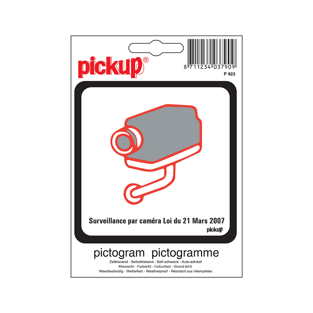 Pictogram 100x100 mm - Surveillance par caméra België - P922 - EAN 8711234037916 - zelfklevende vinyl sticker 