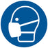 Sticker 150 mm rond Mondkapje dragen verplicht - wearing a face mask is mandatory - le port d&