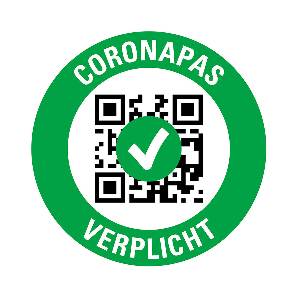 Pickup Pictogram sticker coronapas toegangsbewijs verplicht rond  diameter 150 mm sticker zelfklevend vinyl, P930-15,  EAN 8711234340177