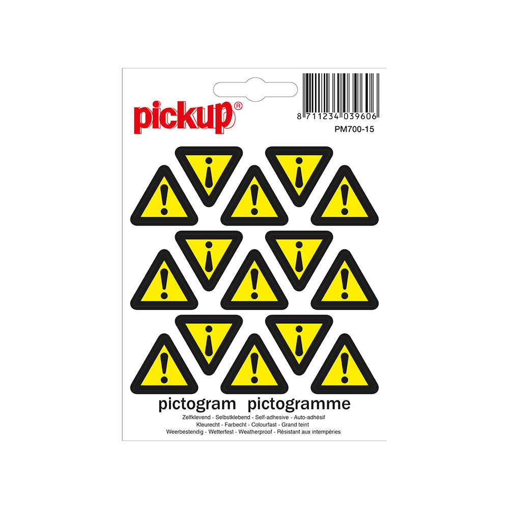 Mini Picto Pictogram 25 mm 15 per vel - Gevaar - PM700-15 - EAN 8711234039606 - zelfklevende vinyl sticker 