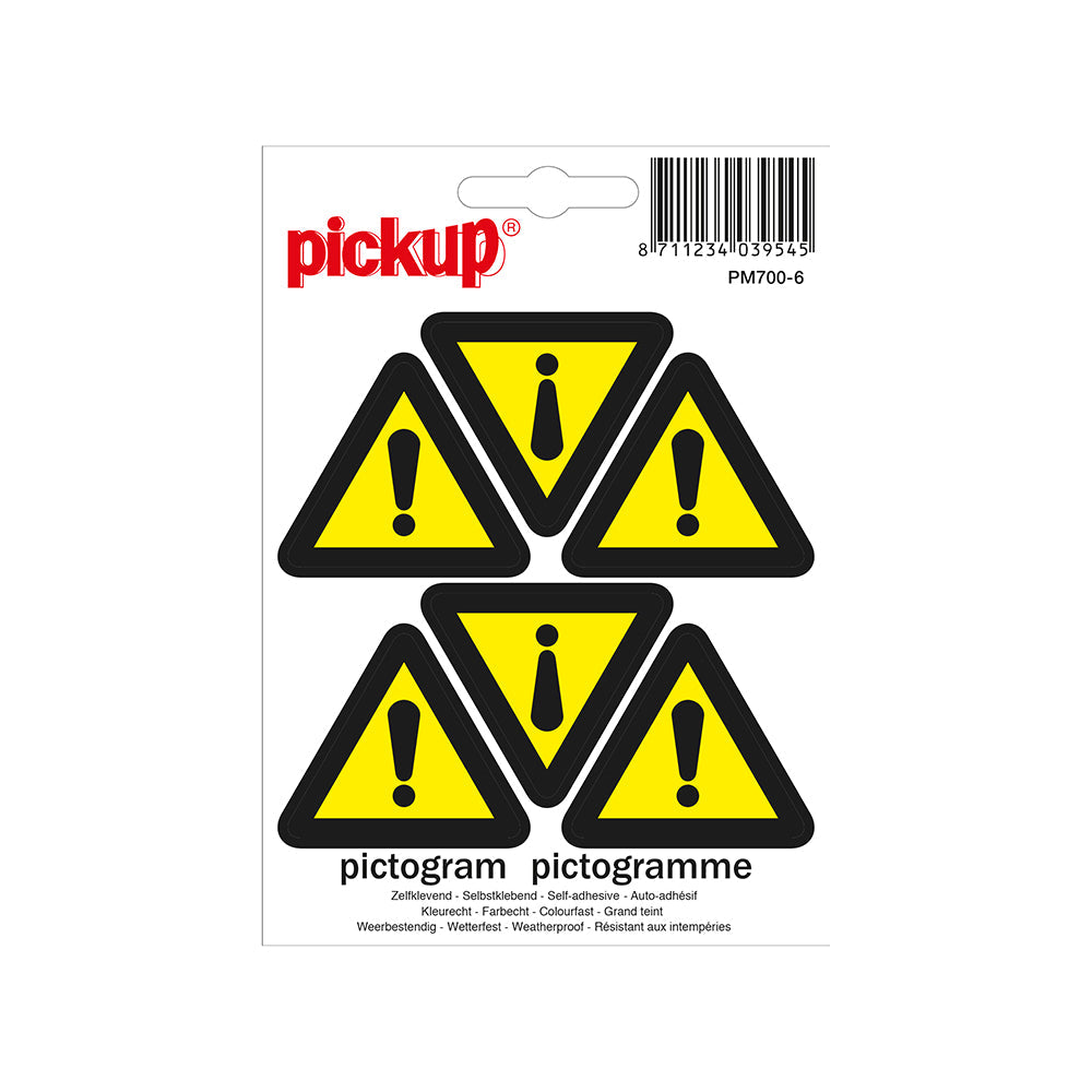 Mini Picto Pictogram 45 mm 6 per vel - Gevaar - PM700-6 - EAN 8711234039545 - zelfklevende vinyl sticker 