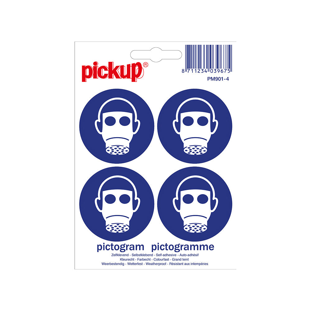 Mini Picto Pictogram 47x47 mm 4 per vel - Ademhalingsbescherming - PM901-4 - EAN 8711234039675 - zelfklevende vinyl sticker 