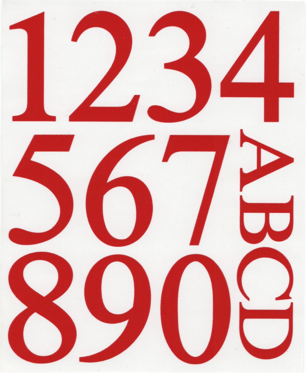 Pickup Brievenbuscijfers en brievenbus letters - huisnummers - rood - hoogglans - velletje met cijfers 0 tm 9 en letters A tm D - PS10305002 EAN 8715119101396 Deze brievenbuscijfers zijn ook in zwart verkrijgbaar. Zelfklevende vinyl stickers